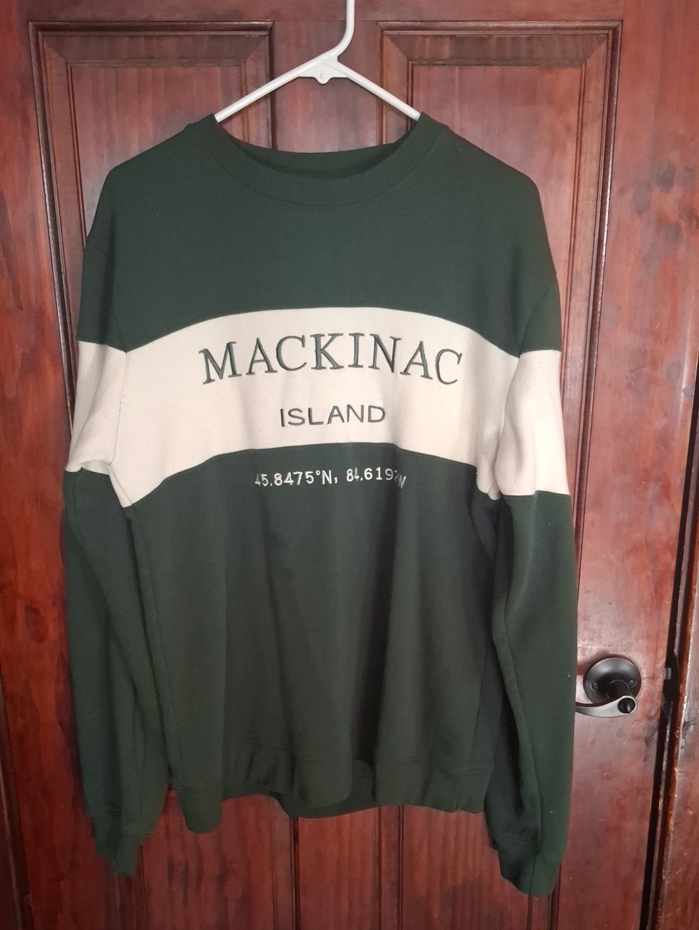 Women's Army Green and Cream Crewneck Sweatshirt